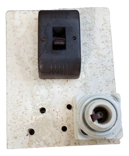 Tablero De Mármol Antiguo Con Llave Bipolar Y Porta Fusible