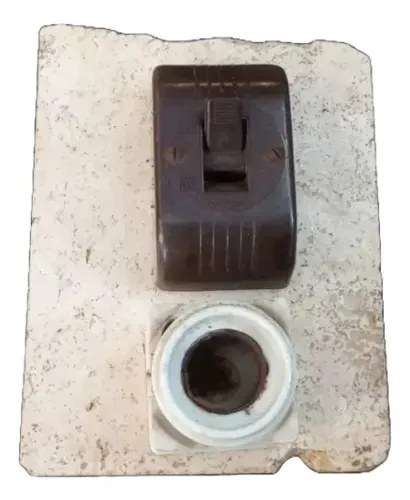 Antiguo Tablero Mármol Interruptor Bipolar Y Porta Fusible