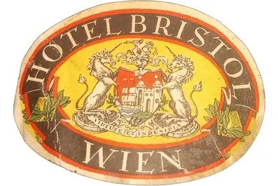 Antigua Etiqueta De Hotel Bristol Wien Original
