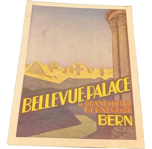 Antigua Etiqueta De Hotel Bellevue-palace Original