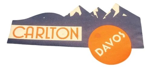 Antigua Etiqueta De Hotel Carlton Davos Suiza Original
