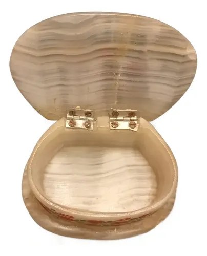 Antiguo Joyero / Alhajero De Mármol Beige