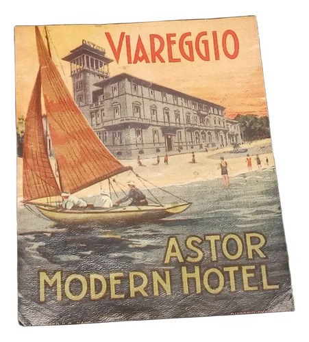 Antigua Etiqueta De Equipaje / Hotel Viareggio Original