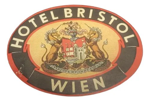 Antigua Etiqueta De Equipaje / Hotel Bristol Wien Original