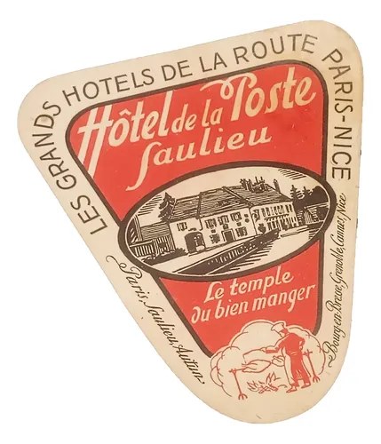 Antigua Etiqueta De Equipaje / Hotel De La Poste Saulieu