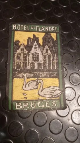 Antigua Etiqueta De Equipaje / Hotel De Flandre Bruges Orig. - 2