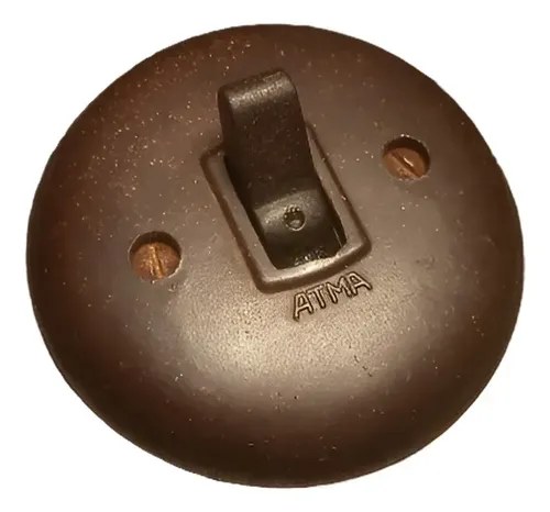Antiguo Interruptor / Llave De Luz Atma Baquelita Marrón