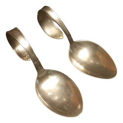 2 Cucharas Trabajadas Para Usar De Candelabro Plateado