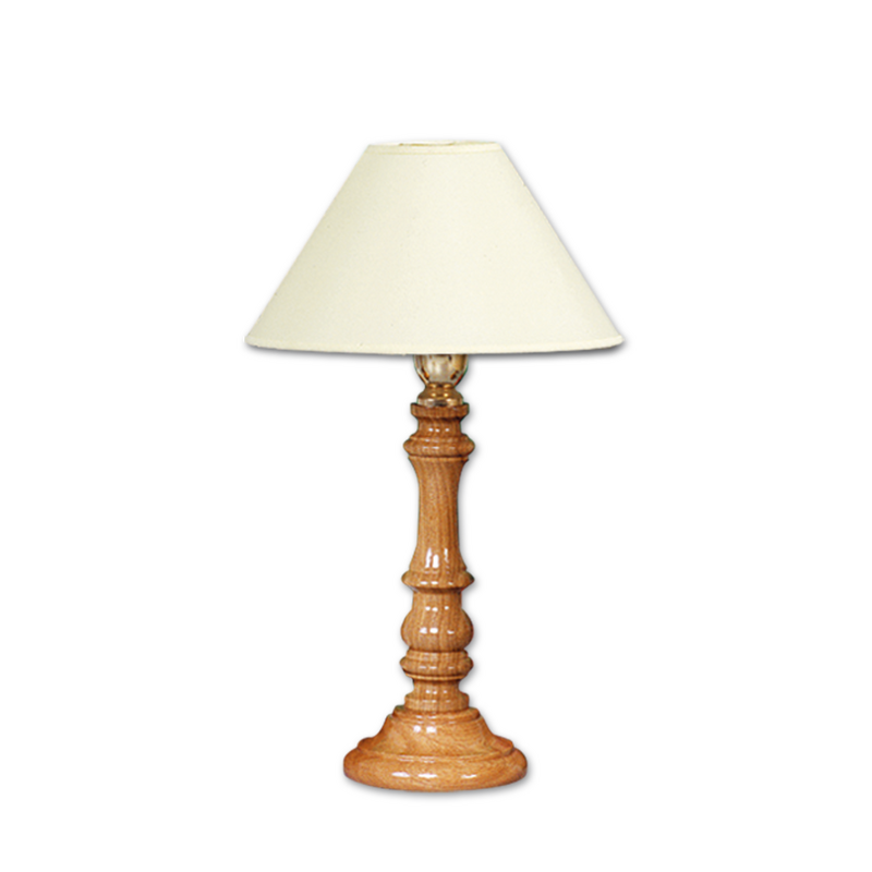 Lampara De Mesa Velador Escritorio Roble Pantalla Blanca