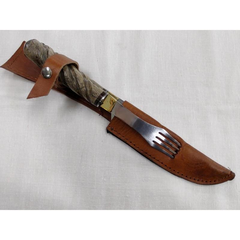 Juego Artesanal Cuchillo Y Tenedor Mango Torneado - 3