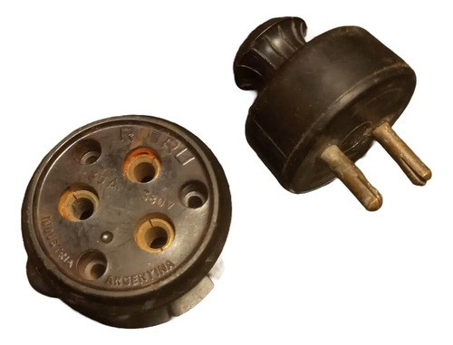 Antigua Ficha Y Tomacorriente Industrial Baquelita 20v. 30a.