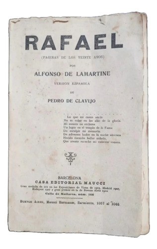 Rafael - (páginas De Los Veinte Años) Alfonso De Lamartine