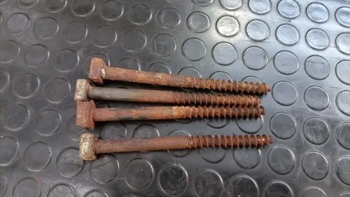 Lote De 4 Tornillos Grandes Para Madera Antiguos - 3