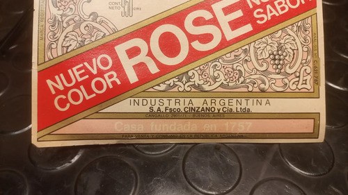 Etiqueta Botella Cinzano Rose Antigua Original Etiqueta Antigua Cinzano Rosé - 7