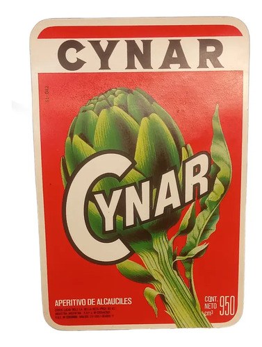 Antigua Etiqueta Botella Cynar Original Cynar