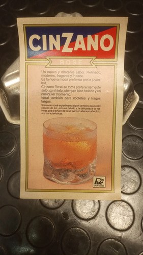 Antigua Etiqueta Botella Cinzano Rose Original. - 2