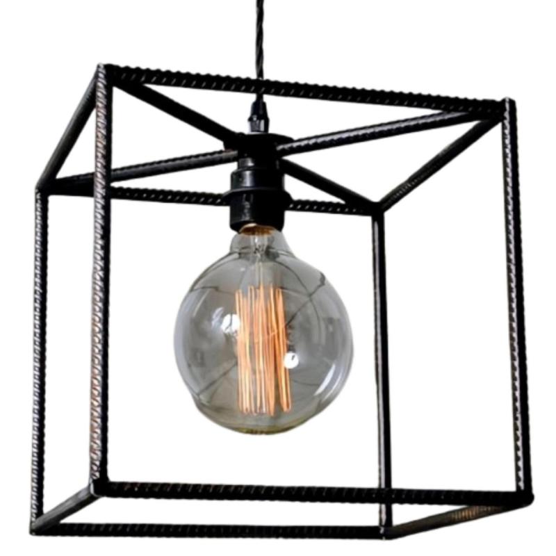 Lámpara Colgante de Hierro Cubo