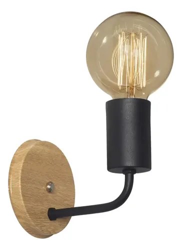 Aplique De Pared Ferrolux Negro Simil Madera Led Vintage E27 Negro