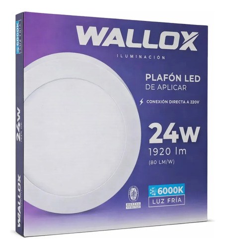 Plafón Panel Led Redondo Wallox 24w Luz Día Blanco