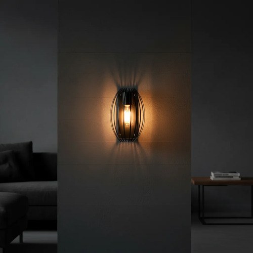 Aplique de pared Barril E-27 - Negro Brilloso - 4