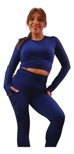 Calza Con Bolsillo Corte Modelador Levanta La Cola Jp Sport Azul Marino S - 6