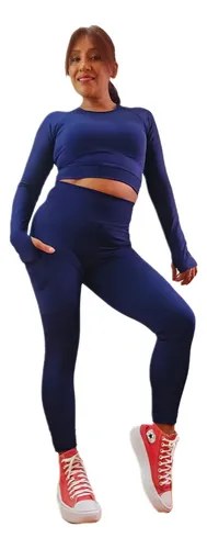 Calza Con Bolsillo Corte Modelador Levanta La Cola Jp Sport Azul Marino Xl - 4