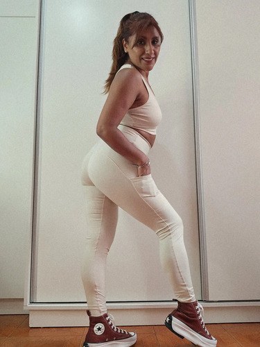 Calza Con Bolsillo Corte Modelador Levanta La Cola Jp Sport Beige L - 2