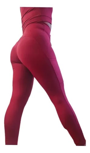 Calza Con Bolsillo Corte Modelador Levanta La Cola Jp Sport Bordó M - 7