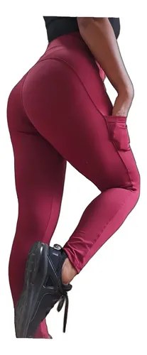 Calza Con Bolsillo Corte Modelador Levanta La Cola Jp Sport Bordó S - 4