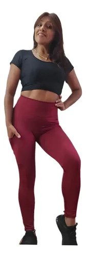 Calza Con Bolsillo Corte Modelador Levanta La Cola Jp Sport Bordó S - 5