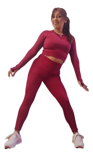 Calza Con Bolsillo Corte Modelador Levanta La Cola Jp Sport Bordó S - 6