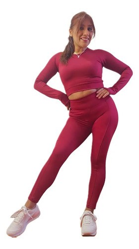 Calza Con Bolsillo Corte Modelador Levanta La Cola Jp Sport Bordó S - 10