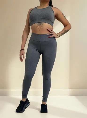 Calza Leggings Suplex Gris Full Profesional Faja Modeladora
