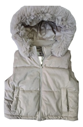 Chaleco Con Piel Para Dama Beige Oscuro Liso Xxl