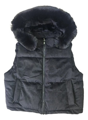 Chaleco Con Piel Para Dama Negro Liso Xl