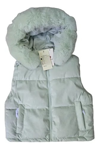 Chaleco Con Piel Para Dama Verde Claro Liso Xxxl