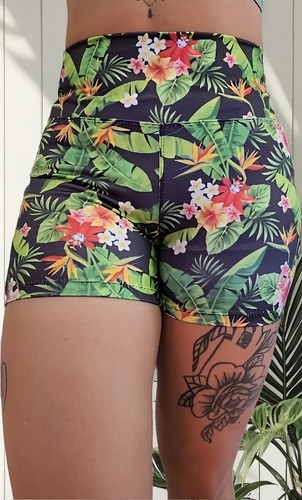 Short Fantasia Faja Modeladora Y Calce Perfecto Jpsport Negro Fantasia Flores Xxl - 2