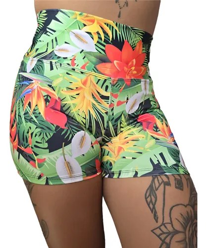 Short Fantasia Faja Modeladora Y Calce Perfecto Jpsport Negro Tropical Hojas Xl - 5