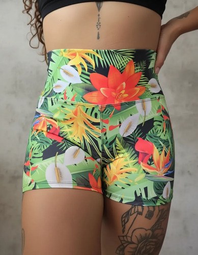 Short Fantasia Faja Modeladora Y Calce Perfecto Jpsport Negro Tropical Hojas Xxl