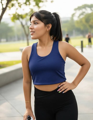 Top Deportivo Jp Sport Para Mujer Espalda Racer Azul Marino Lisa Xl - 7