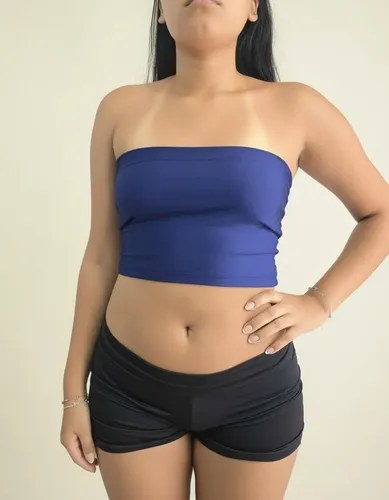Top Strapless 100%lycra. Premium Para Uso Casual Azul Marino Lisa Único