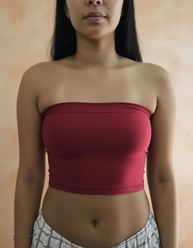 Top Strapless 100%lycra. Premium Para Uso Casual Bordó Lisa Único