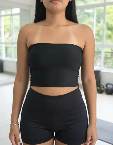 Top Strapless 100%lycra. Premium Para Uso Casual Negro Lisa Único