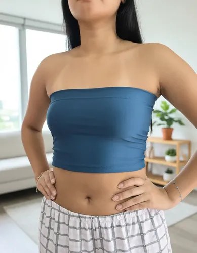 Top Strapless 100%lycra. Premium Para Uso Casual Petróleo Lisa Único