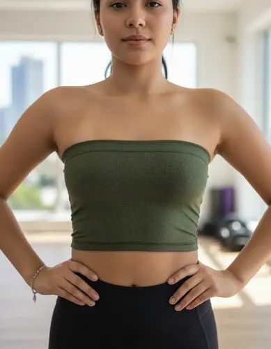 Top Strapless 100%lycra. Premium Para Uso Casual Verde Mate Lisa Único