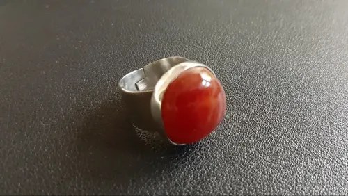 Anillo De Onix Rubi Y Plata 950 Rojo Ajustable - 2