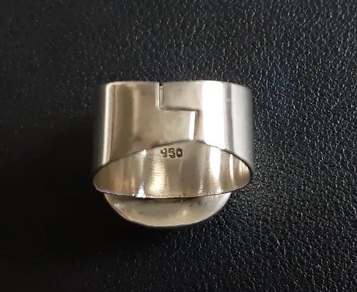 Anillo De Onix Rubi Y Plata 950 Rojo Ajustable - 6