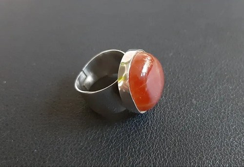 Anillo De Onix Rubi Y Plata 950 Rojo Ajustable - 9