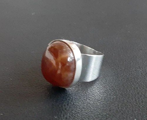 Anillo De Onix Rubi Y Plata 950 Rojo Ajustable - 10