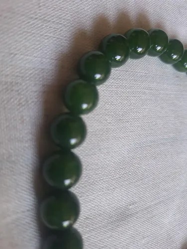 Collar De Jade (12 Mm), Con Broche De Plata Verde Oscuro - 4